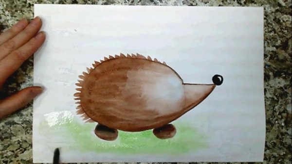 Ежик красками для детей