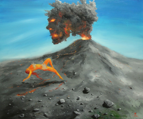 Вулкан картина маслом