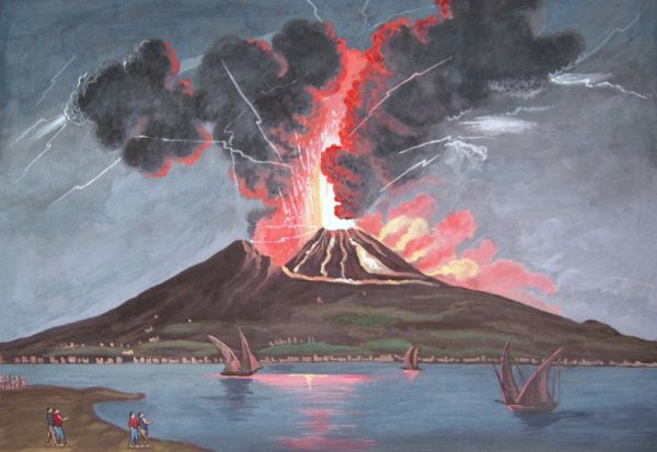 Вулкан Везувий нарисовать