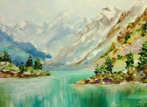 Живопись горный пейзаж акрил Алтай