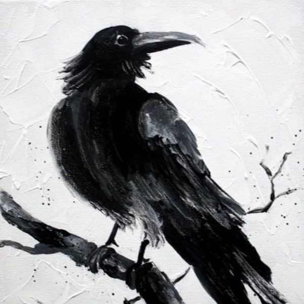 Ворона гуашью