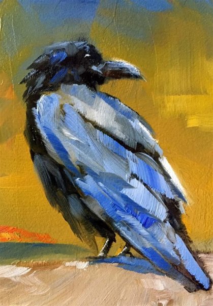 Ворона гуашью