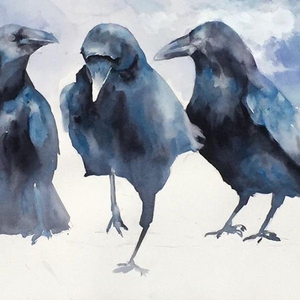 Гризайль ворона