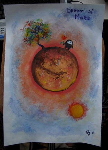 Планета Марс рисунок красками