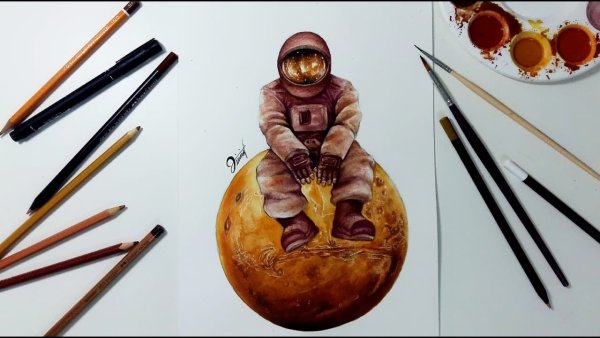 Как нарисовать Марс гуашью