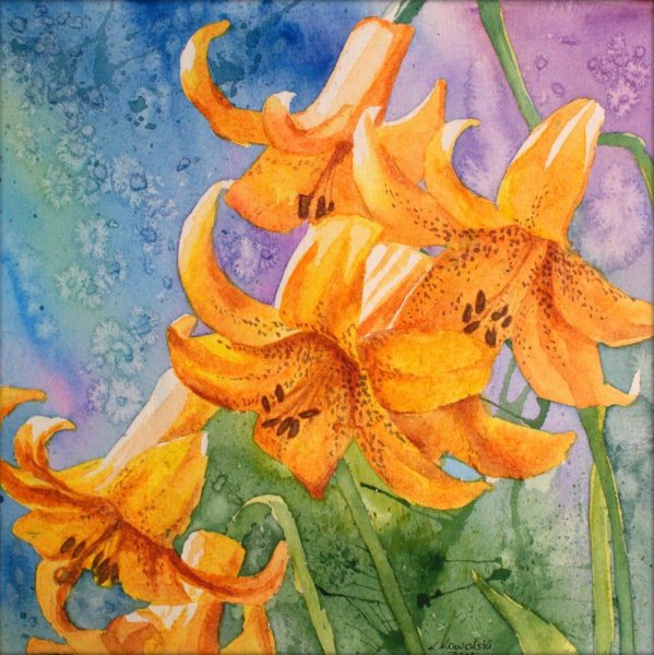 Лилии гуашью