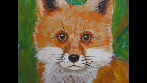Рисунок лисы гуашью