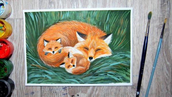 Мастер класс Лисенок гуашь