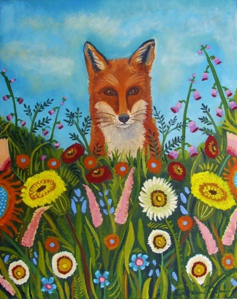 Лиса в одуванчиках