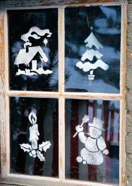 Новогодние окна зубной пастой