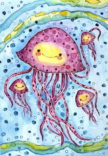 Медуза гуашью