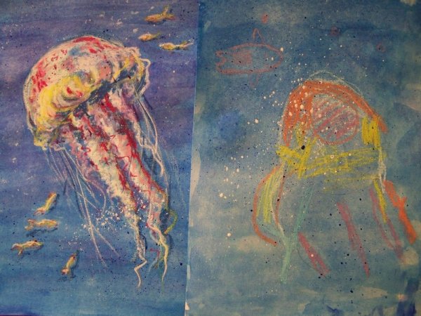 Масляная пастель и акварель