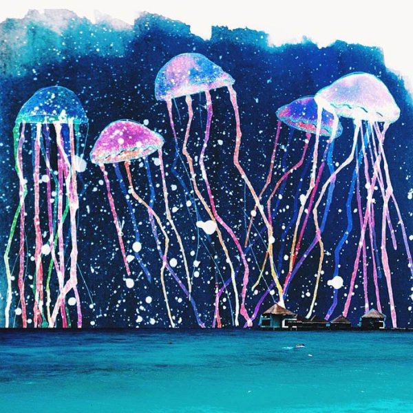 Детский рисунок медуза гуашью
