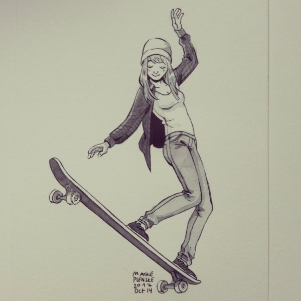 Скейтбордист рисунок для срисовки