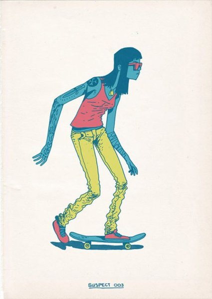 Человек на скейте арт