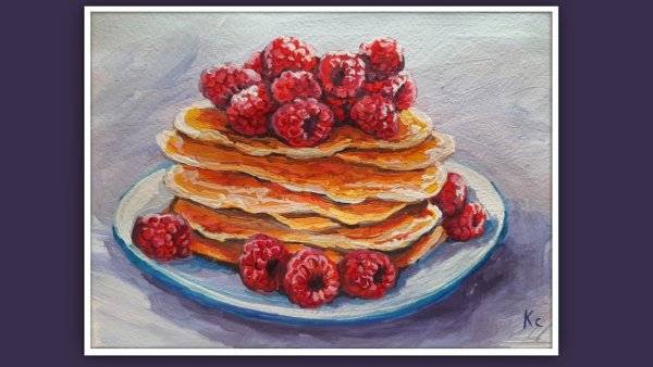 Рисунок блинов гуашью