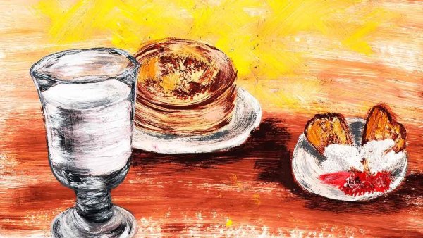 Как нарисовать натюрморт с блинами