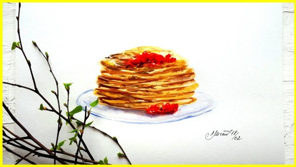 Масленица скетч акварелью