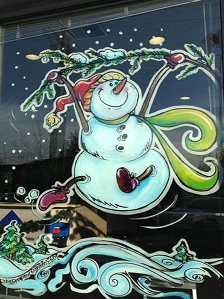 Новогодние рисунки на окнах