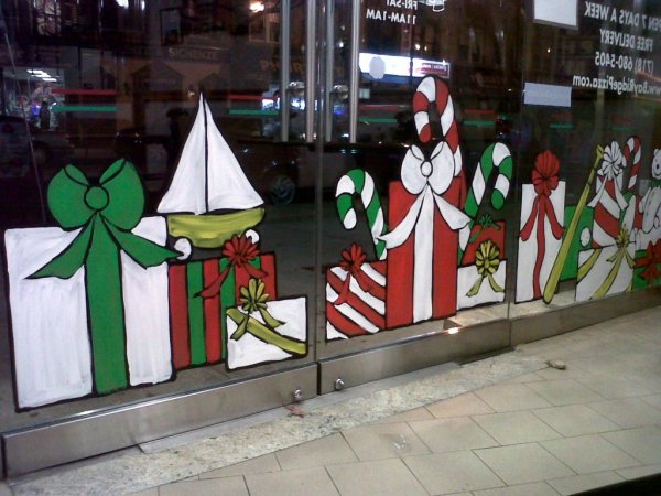 Рисование на стекле на новый год