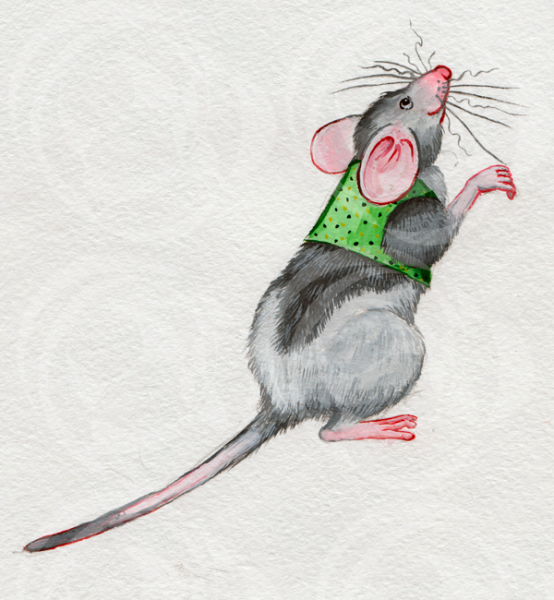 Мышка гуашью