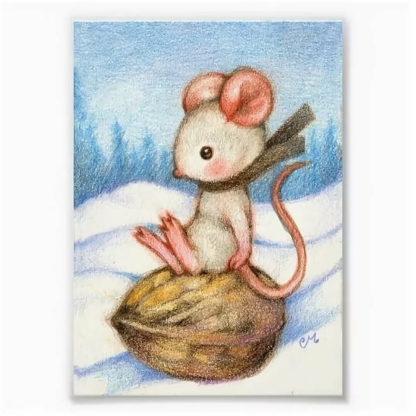 Мышка гуашью