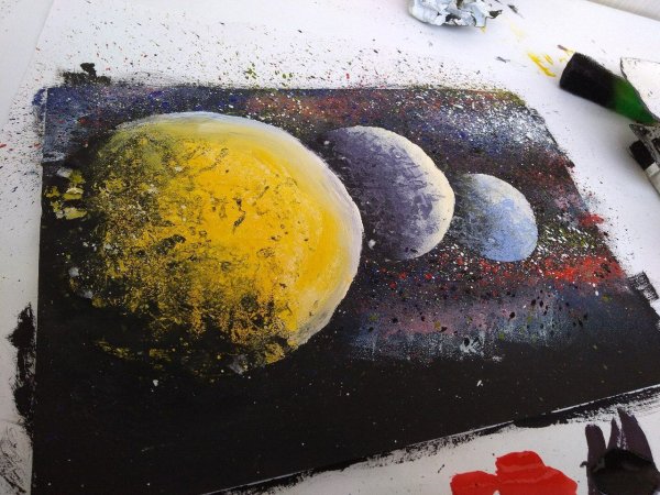 Рисование губкой для посуды