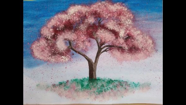 Рисование дерева губкой