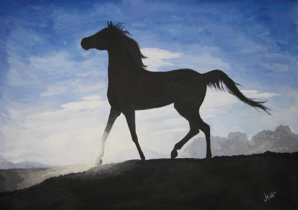 Рисование лошади гуашью