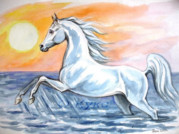Конь гуашью