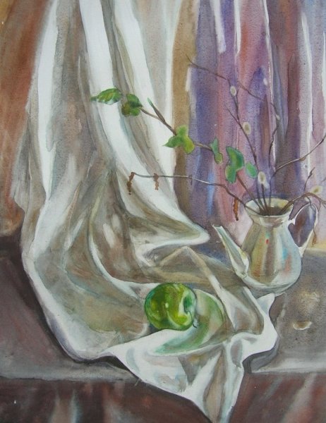 Академическая живопись акварель драпировка