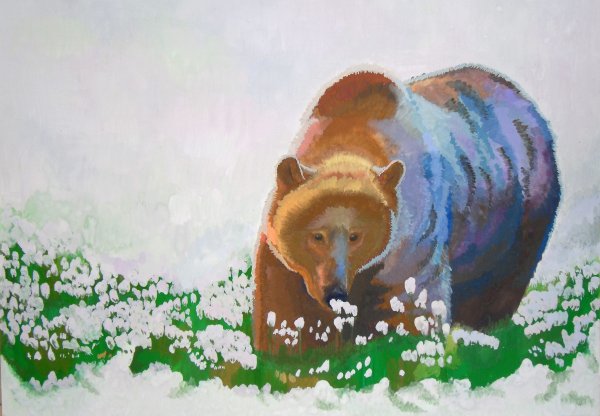 Медведь красками для детей