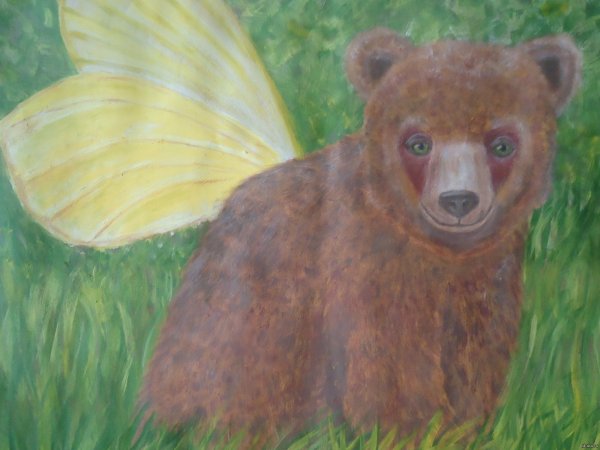 Медведь гуашью