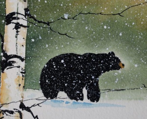 Медведь гуашью