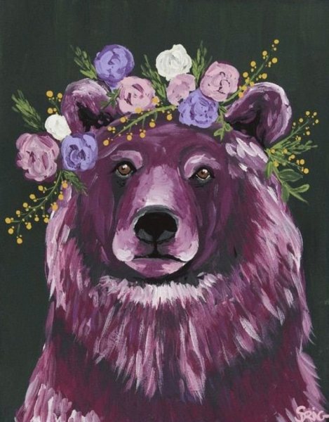 Медведь гуашью