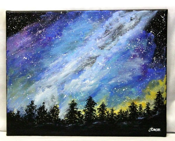 Правополушарное рисование космос гуашью