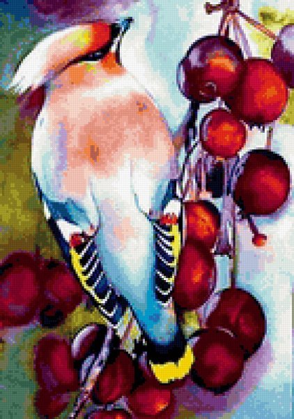 Свиристель картина живопись акварель