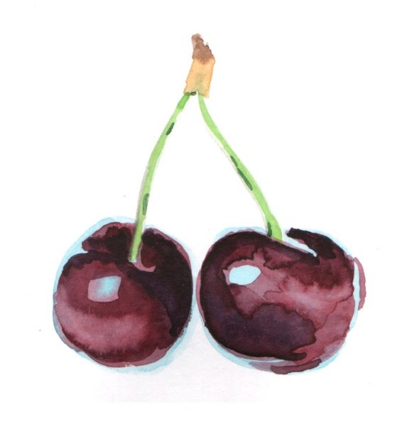 Вишня гуашью