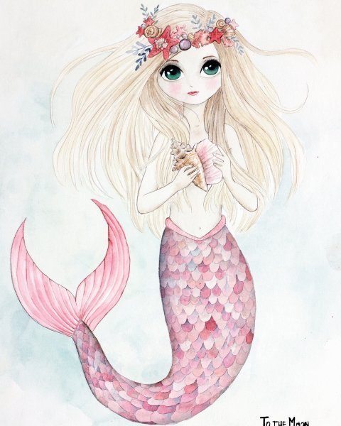 Русалка гуашью