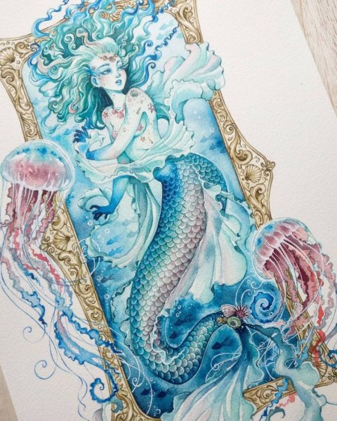 Русалка гуашью
