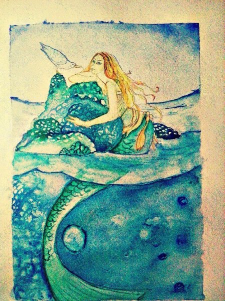 Русалочка акварель