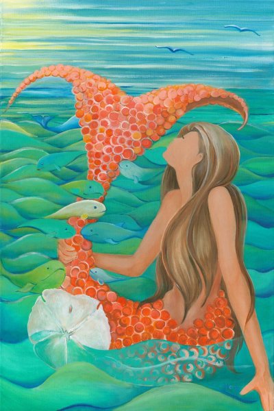 Рисунок русалки красками