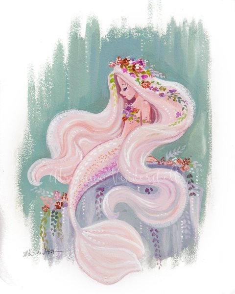 Русалка гуашью