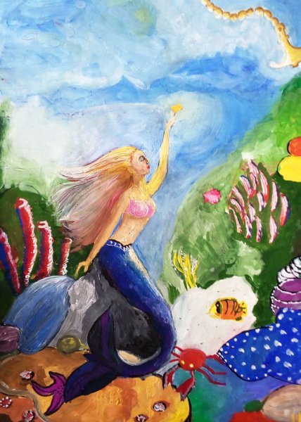 Русалка Ариель акварелью