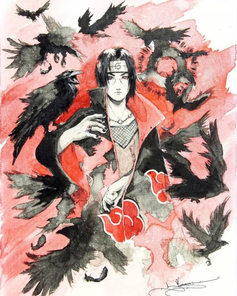 Аниме акварелью Итачи