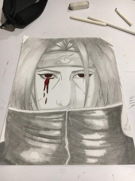 Итачи Учиха арт маркерами