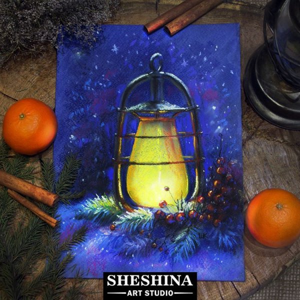 Шешина Екатерина пастель зимний пейзаж