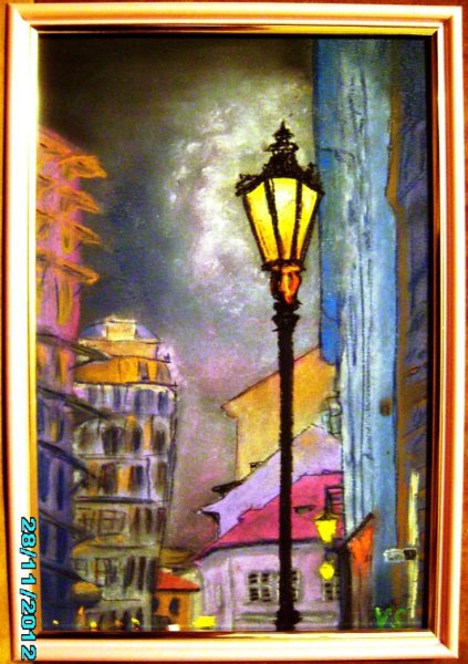 Городской пейзаж пастелью