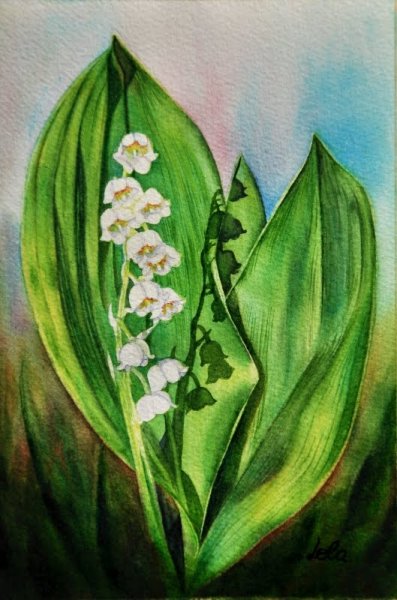 Ландыши цветными карандашами