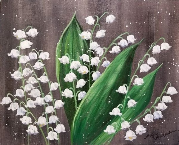 Ландыши акриловыми красками